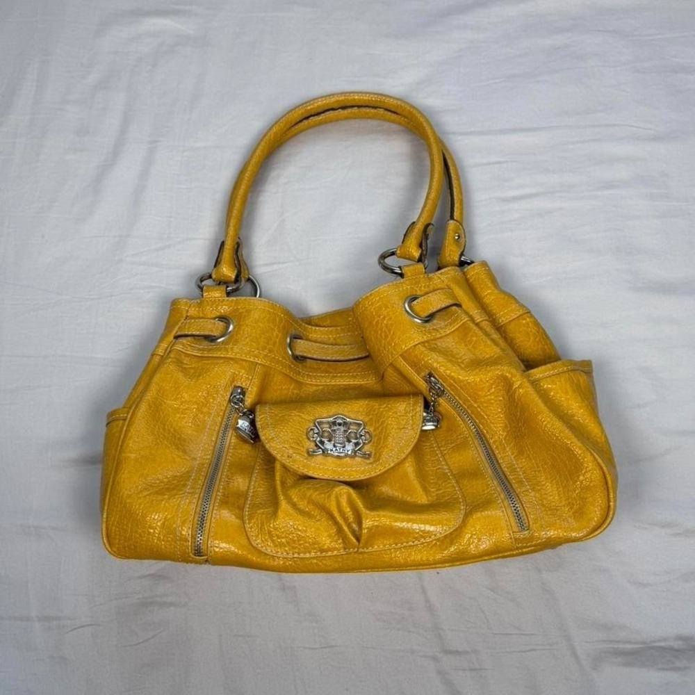 y2k Kathy Van Zeeland mustard yellow shoulder bag purse